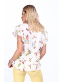 Cream blouse with colorful birds MP28391 - Online store - Boutique